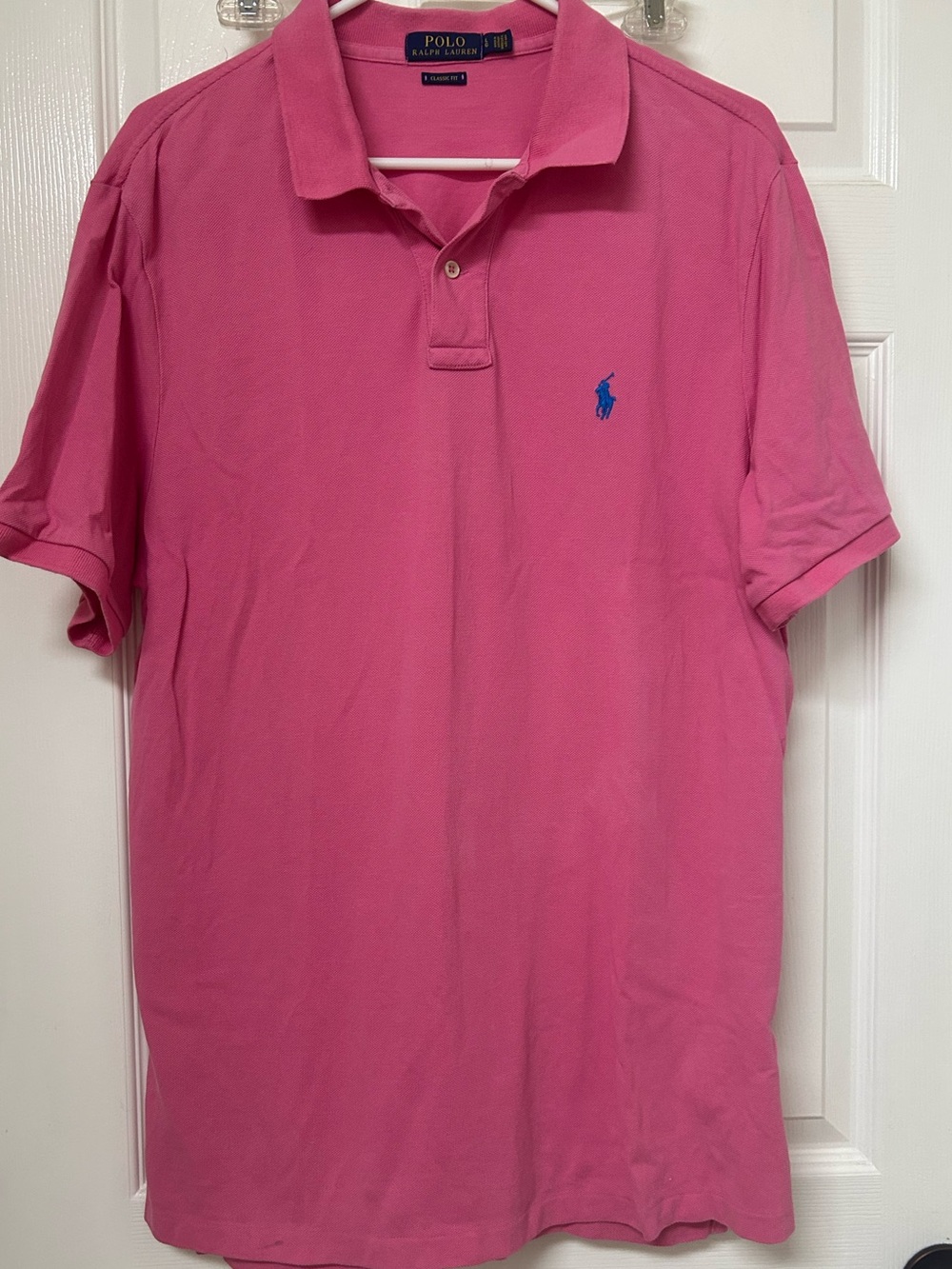 Polo Ralph‎ Lauren Mens L Pink Short Sleeve Cotton Pique Polo Shirt Classic Fit